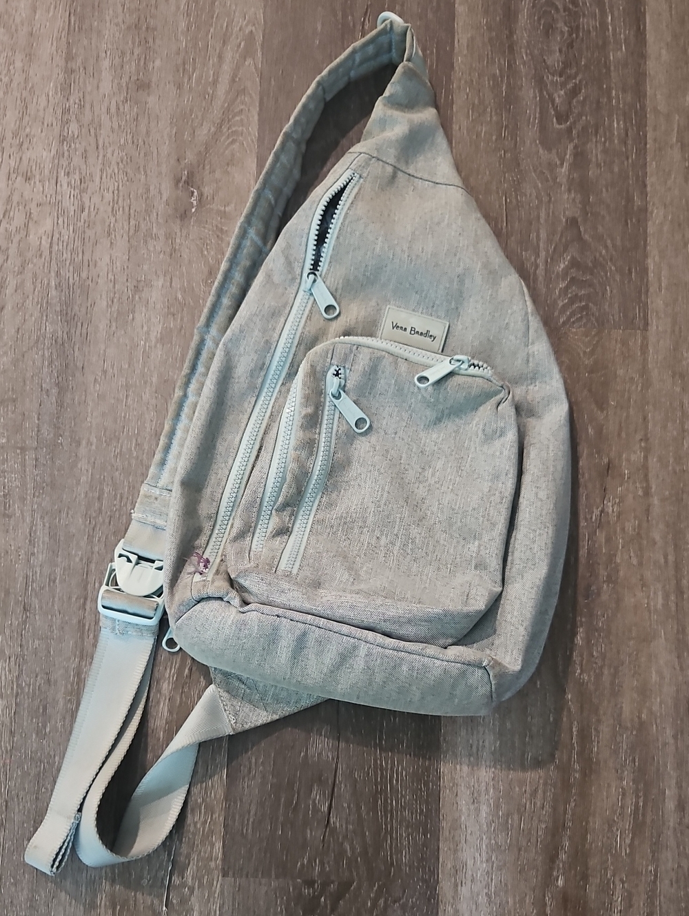 Vera Bradley Light Blue Sling Bag with Multiple Zipper Pockets